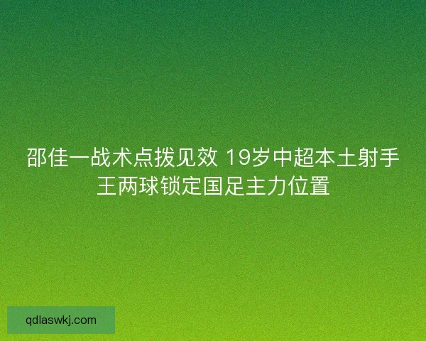 邵佳一战术点拨见效 19岁中超本土射手王两球锁定国足主力位置