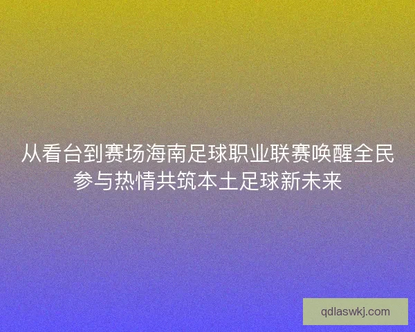 从看台到赛场海南足球职业联赛唤醒全民参与热情共筑本土足球新未来