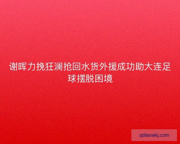 谢晖力挽狂澜抢回水货外援成功助大连足球摆脱困境