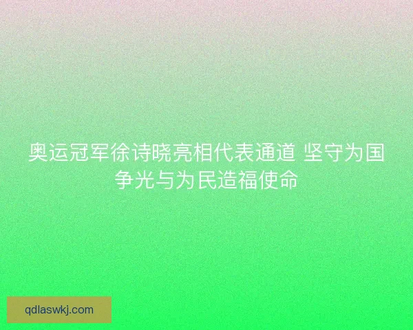 奥运冠军徐诗晓亮相代表通道 坚守为国争光与为民造福使命 奥运冠军徐诗晓亮相代表通道 坚守为国争光与为民造福使命